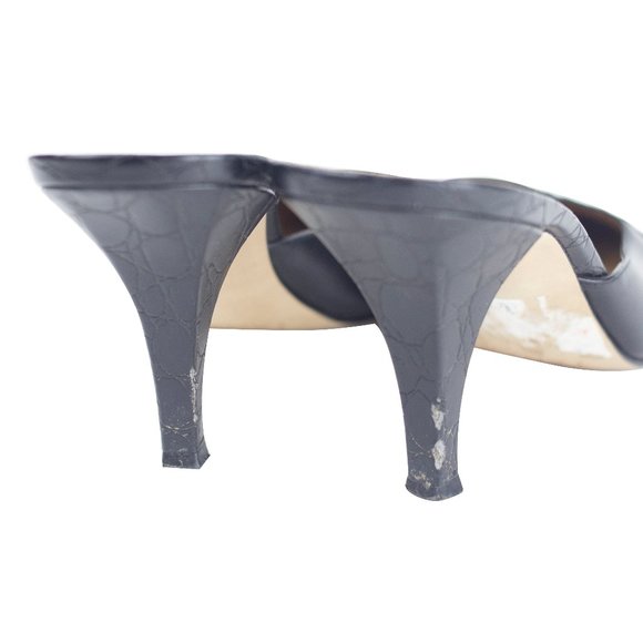 Black pointy toe leather mule (Tahari) - Picture 5 of 7